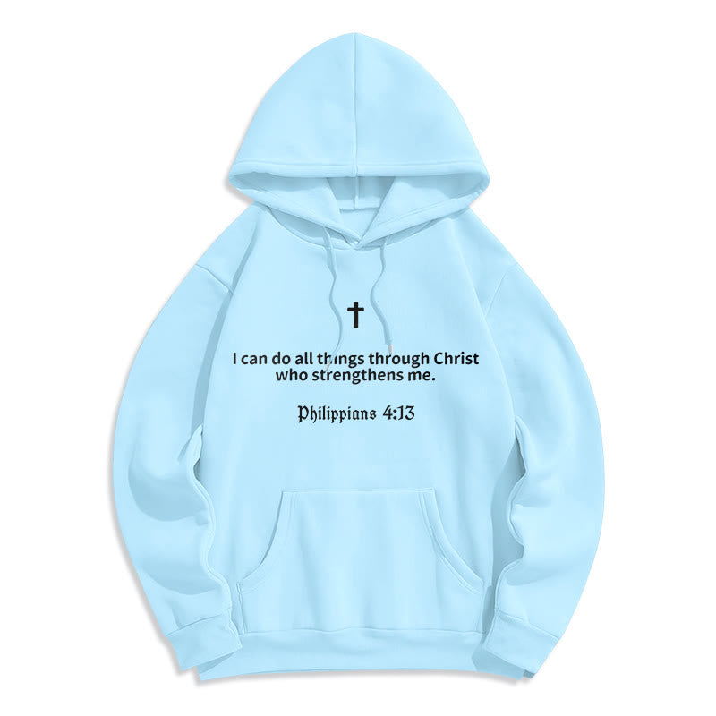 Philippians 4:13 Faith Fleece Lined Polyester Hoodie