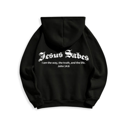 Jesus Saves John 14:6 Faith Fleece Lined Polyester Hoodie