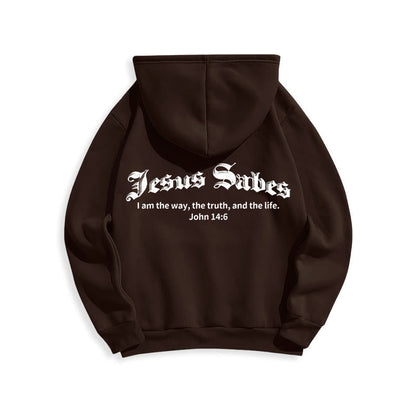 Jesus Saves John 14:6 Faith Fleece Lined Polyester Hoodie