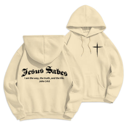 Jesus Saves John 14:6 Faith Fleece Lined Polyester Hoodie