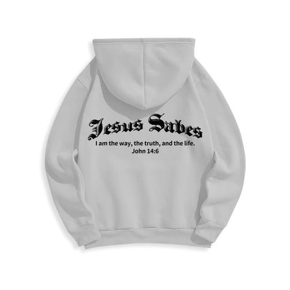 Jesus Saves John 14:6 Faith Fleece Lined Polyester Hoodie