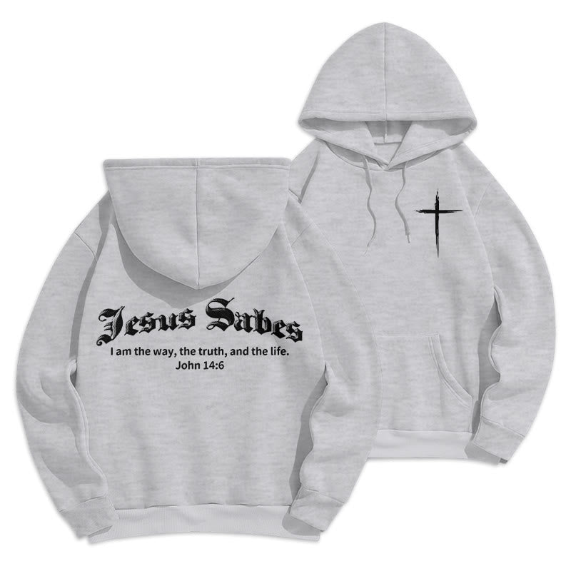 Jesus Saves John 14:6 Faith Fleece Lined Polyester Hoodie