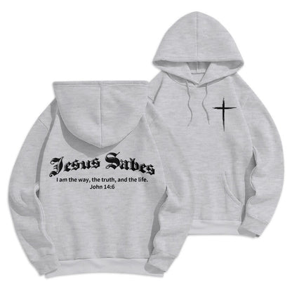 Jesus Saves John 14:6 Faith Fleece Lined Polyester Hoodie