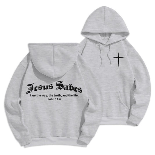 Jesus Saves John 14:6 Faith Fleece Lined Polyester Hoodie