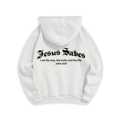 Jesus Saves John 14:6 Faith Fleece Lined Polyester Hoodie
