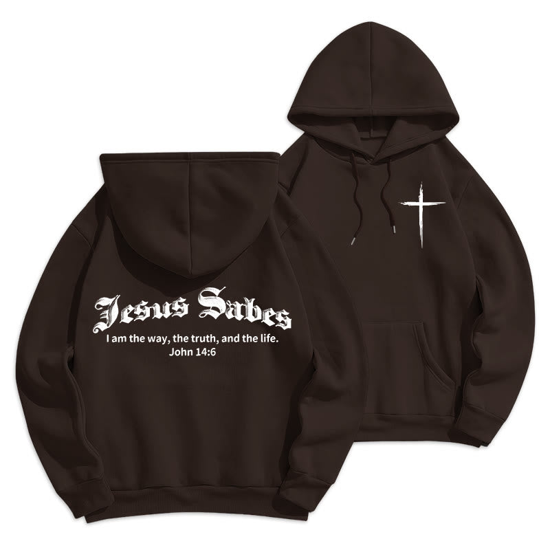 Jesus Saves John 14:6 Faith Fleece Lined Polyester Hoodie