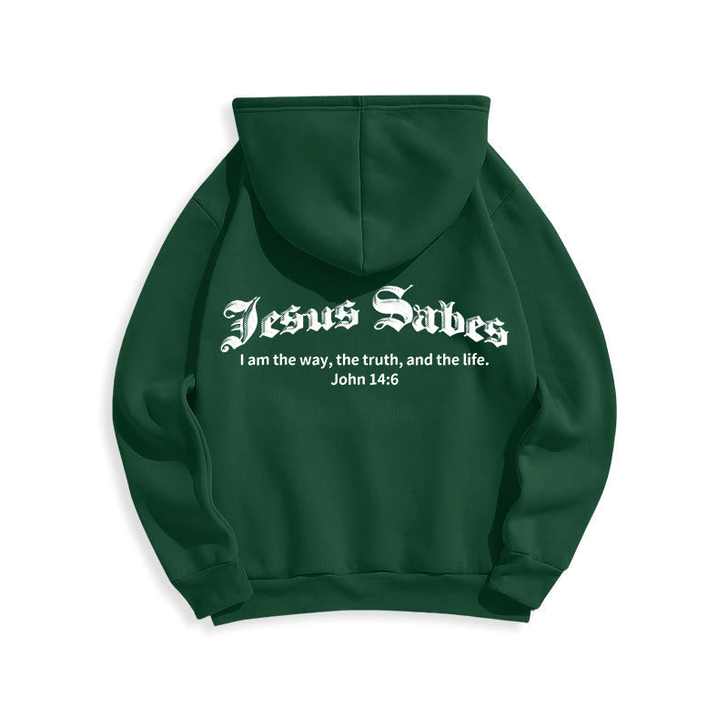 Jesus Saves John 14:6 Faith Fleece Lined Polyester Hoodie