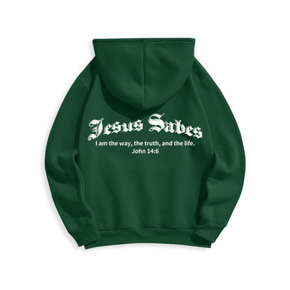 Jesus Saves John 14:6 Faith Fleece Lined Polyester Hoodie