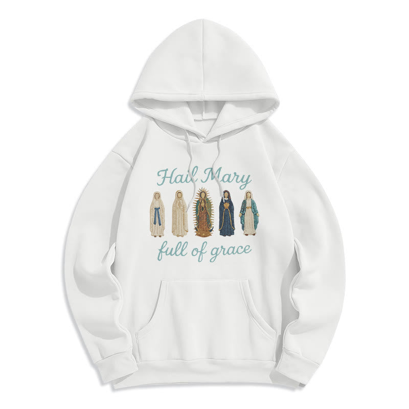 Hail Mary Full of Grace Fleece Lined Polyester Hoodie