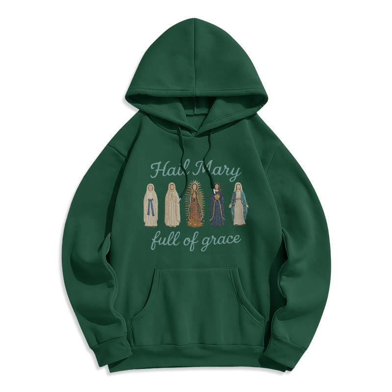 Hail Mary Full of Grace Fleece Lined Polyester Hoodie