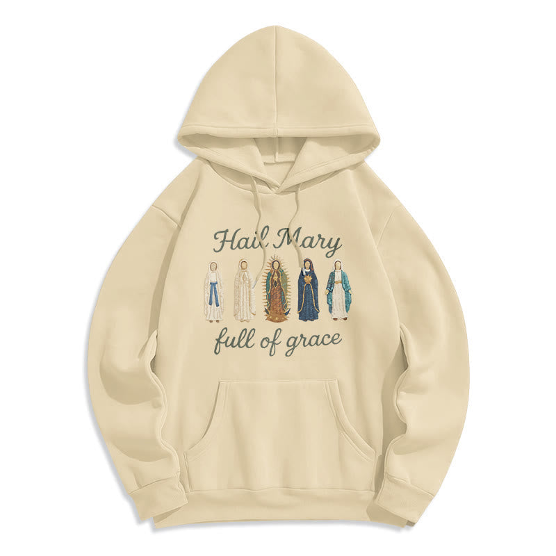 Hail Mary Full of Grace Fleece Lined Polyester Hoodie