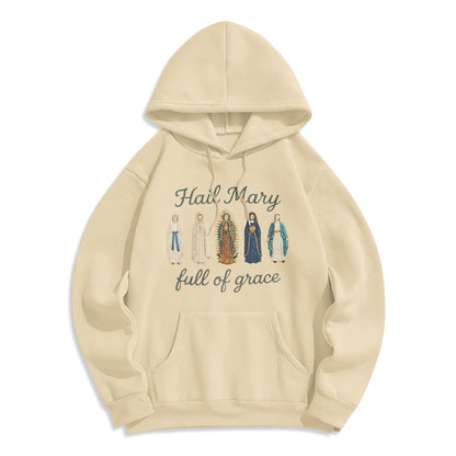 Hail Mary Full of Grace Fleece Lined Polyester Hoodie