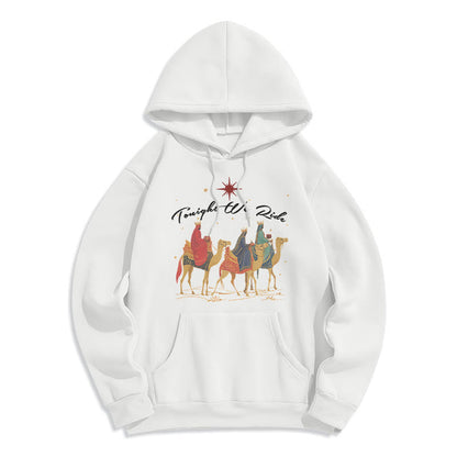 Tonight We Ride Christmas Wise Men Fleece Lined Polyester Hoodie