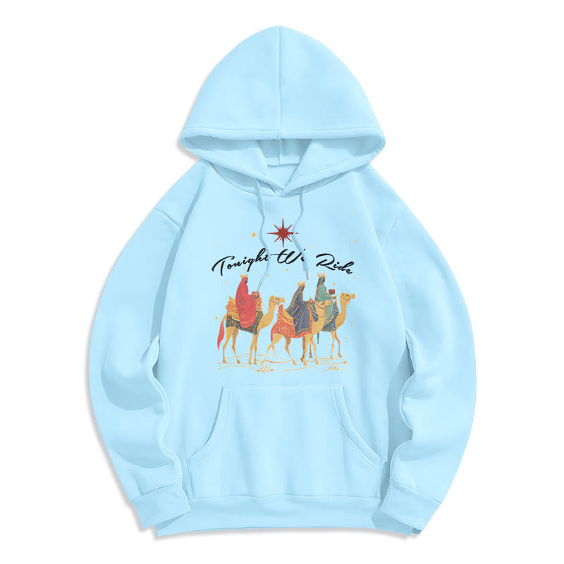 Tonight We Ride Christmas Wise Men Fleece Lined Polyester Hoodie