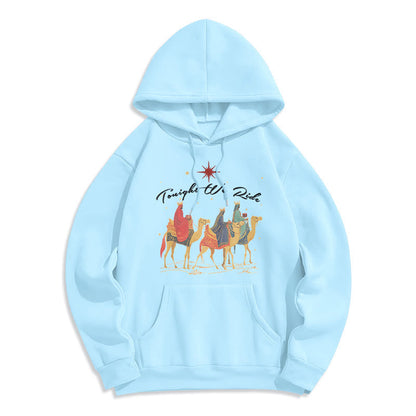 Tonight We Ride Christmas Wise Men Fleece Lined Polyester Hoodie