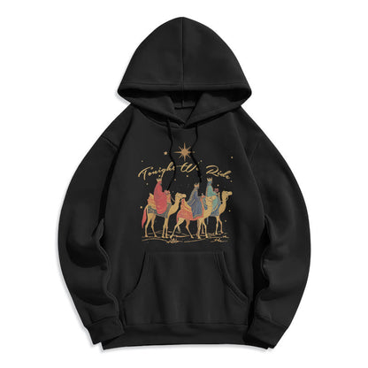 Tonight We Ride Christmas Wise Men Fleece Lined Polyester Hoodie