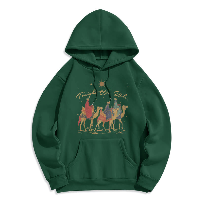 Tonight We Ride Christmas Wise Men Fleece Lined Polyester Hoodie
