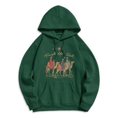 Tonight We Ride Christmas Wise Men Fleece Lined Polyester Hoodie