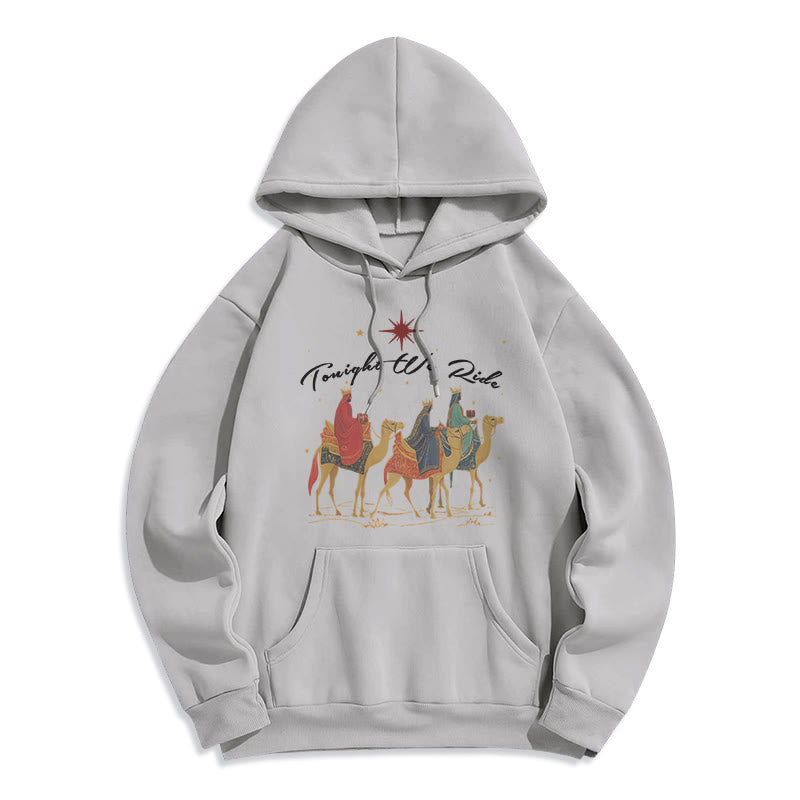 Tonight We Ride Christmas Wise Men Fleece Lined Polyester Hoodie