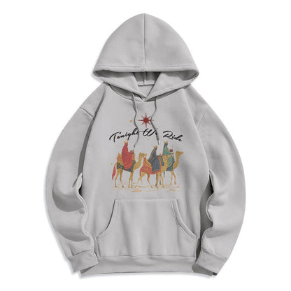 Tonight We Ride Christmas Wise Men Fleece Lined Polyester Hoodie