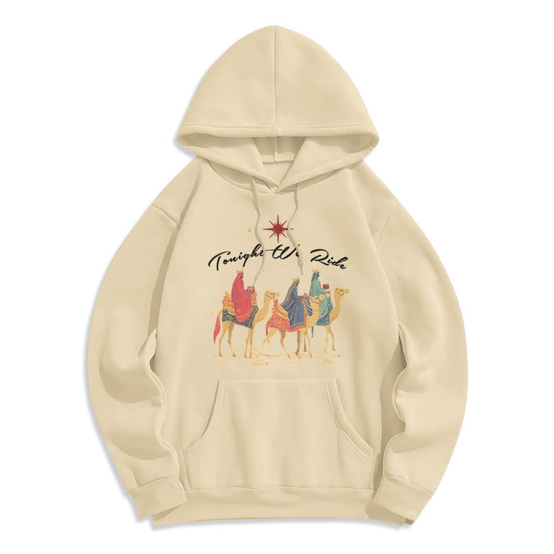 Tonight We Ride Christmas Wise Men Fleece Lined Polyester Hoodie