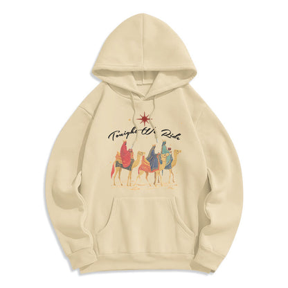Tonight We Ride Christmas Wise Men Fleece Lined Polyester Hoodie