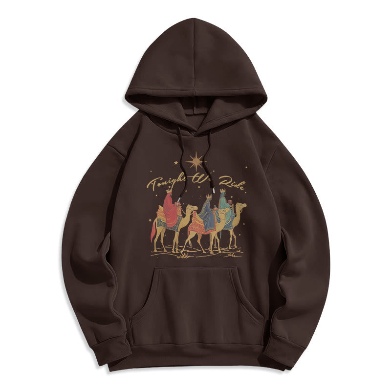Tonight We Ride Christmas Wise Men Fleece Lined Polyester Hoodie
