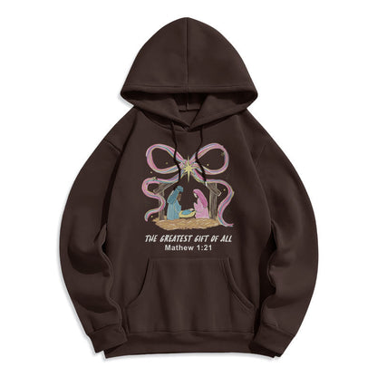 The Greatest Gift of All Christmas Fleece Lined Polyester Hoodie