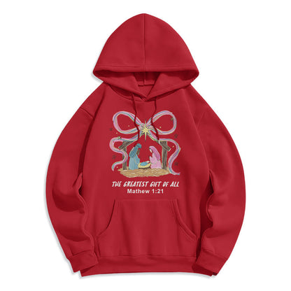 The Greatest Gift of All Christmas Fleece Lined Polyester Hoodie