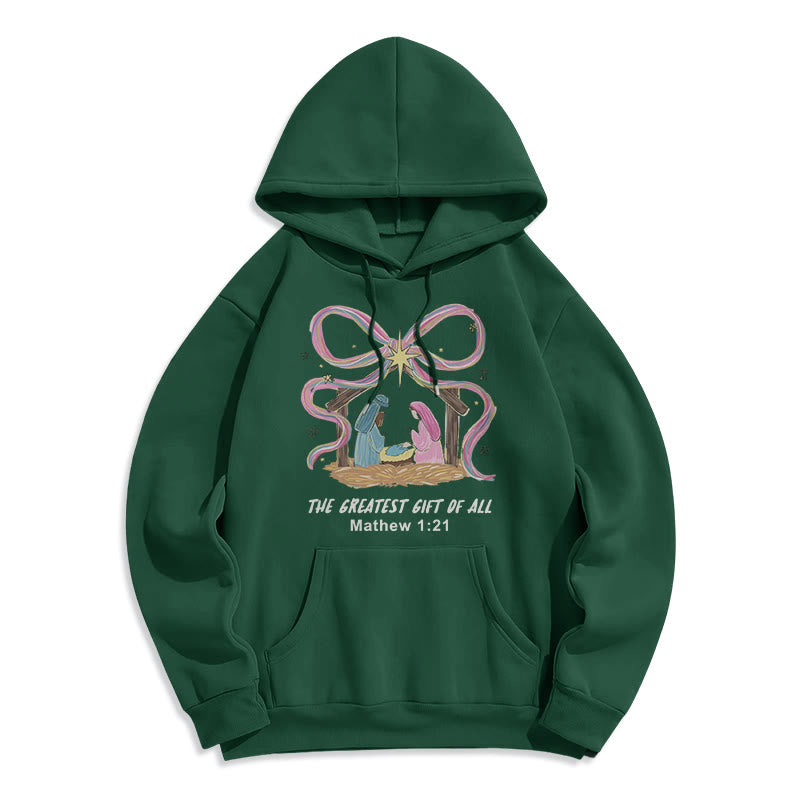 The Greatest Gift of All Christmas Fleece Lined Polyester Hoodie