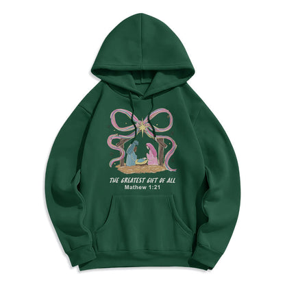The Greatest Gift of All Christmas Fleece Lined Polyester Hoodie