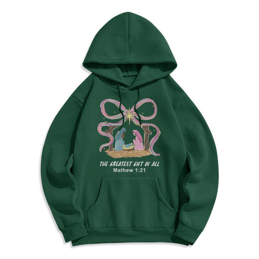 The Greatest Gift of All Christmas Fleece Lined Polyester Hoodie
