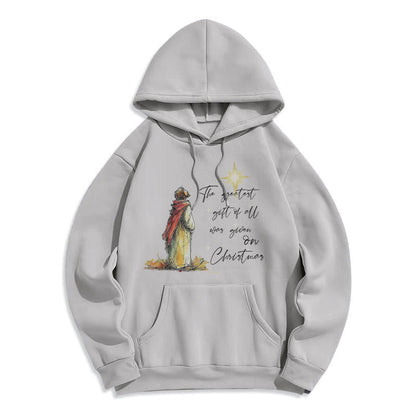 Christmas Star Themed Fleece Lined Polyester Hoodie