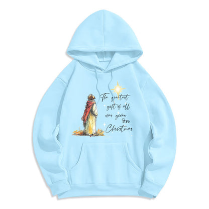 Christmas Star Themed Fleece Lined Polyester Hoodie
