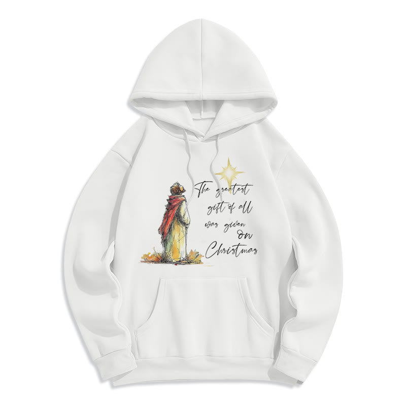 Christmas Star Themed Fleece Lined Polyester Hoodie