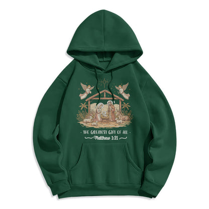 Christmas Matthew 1:2 Nativity Fleece Lined Polyester Hoodie