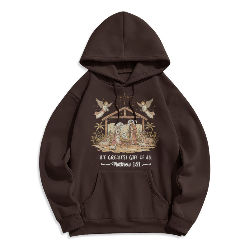 Christmas Matthew 1:2 Nativity Fleece Lined Polyester Hoodie