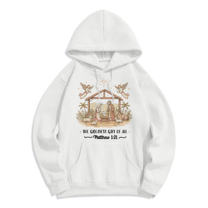Christmas Matthew 1:2 Nativity Fleece Lined Polyester Hoodie