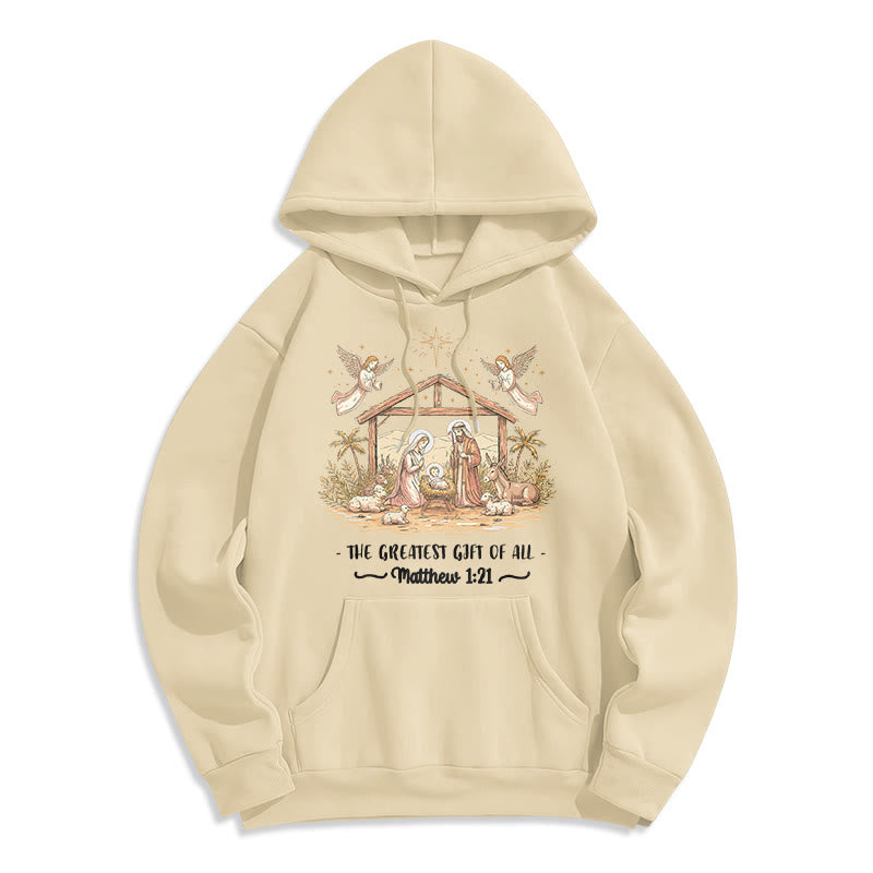 Christmas Matthew 1:2 Nativity Fleece Lined Polyester Hoodie