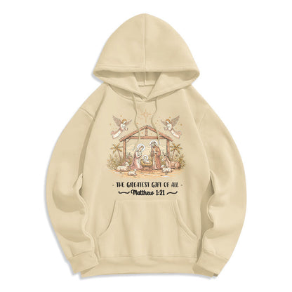 Christmas Matthew 1:2 Nativity Fleece Lined Polyester Hoodie