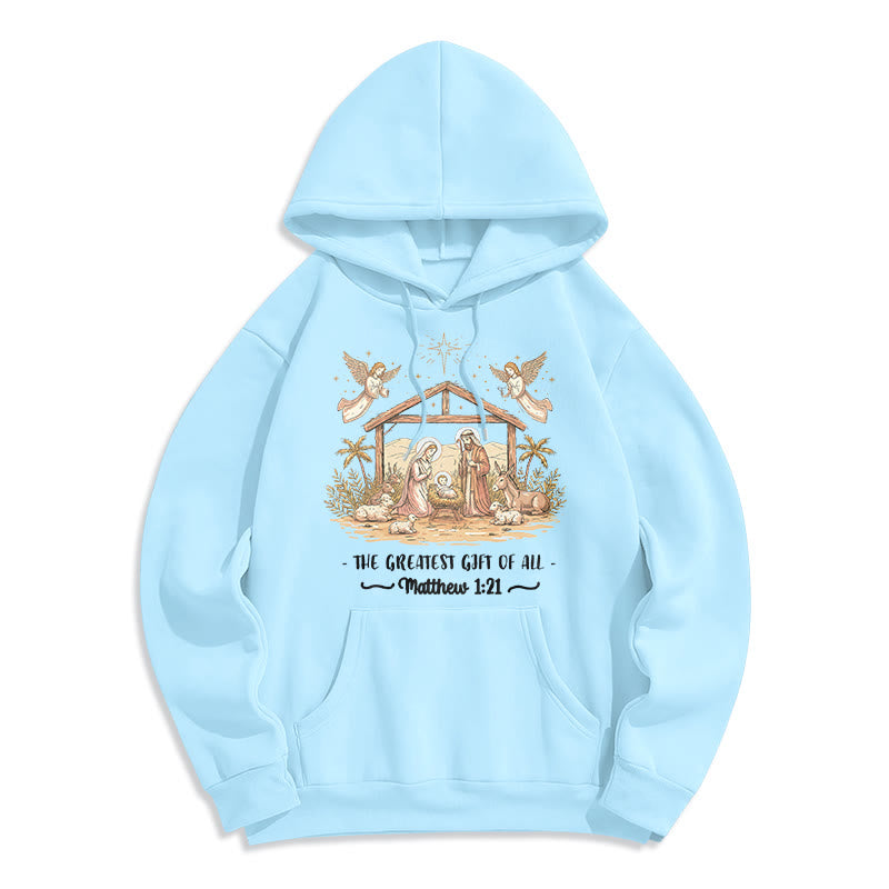 Christmas Matthew 1:2 Nativity Fleece Lined Polyester Hoodie