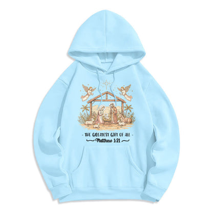 Christmas Matthew 1:2 Nativity Fleece Lined Polyester Hoodie