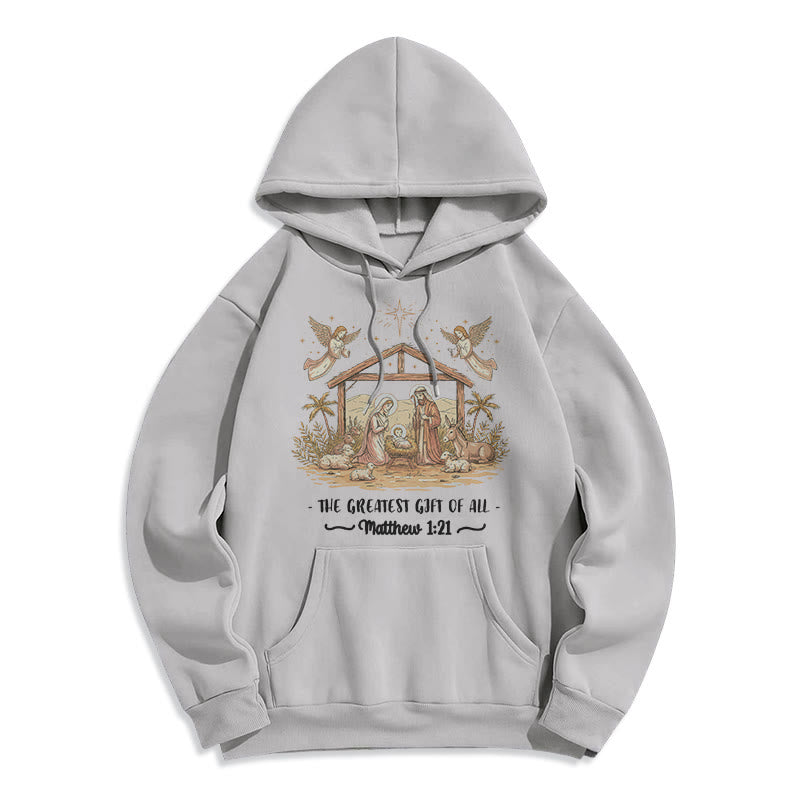 Christmas Matthew 1:2 Nativity Fleece Lined Polyester Hoodie