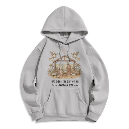 Christmas Matthew 1:2 Nativity Fleece Lined Polyester Hoodie