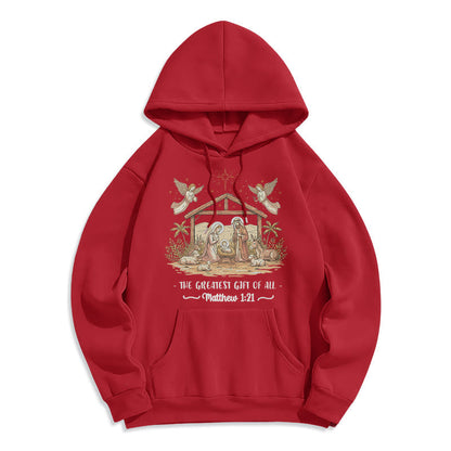 Christmas Matthew 1:2 Nativity Fleece Lined Polyester Hoodie