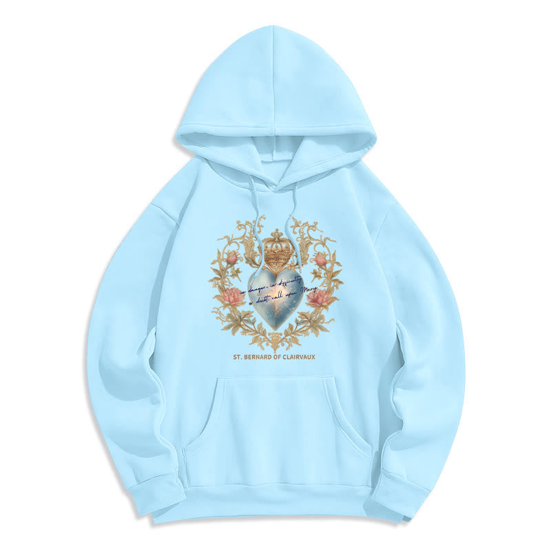 Sacred Heart & St. Bernard Fleece Lined Polyester Hoodie