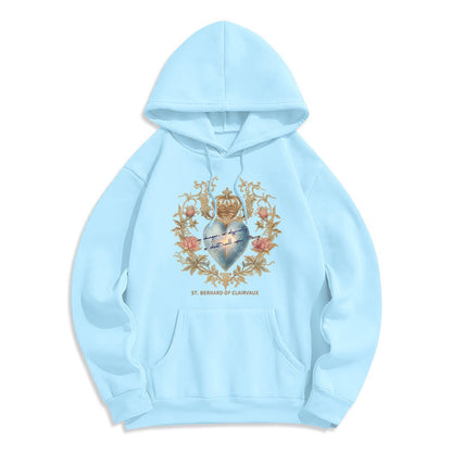 Sacred Heart & St. Bernard Fleece Lined Polyester Hoodie