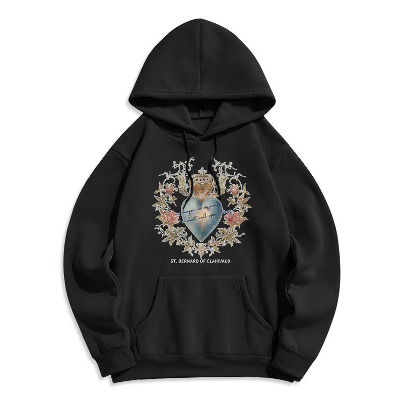 Sacred Heart & St. Bernard Fleece Lined Polyester Hoodie