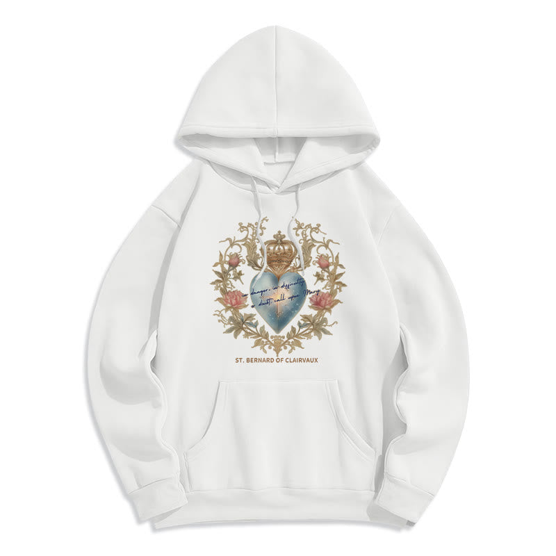 Sacred Heart & St. Bernard Fleece Lined Polyester Hoodie