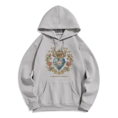 Sacred Heart & St. Bernard Fleece Lined Polyester Hoodie